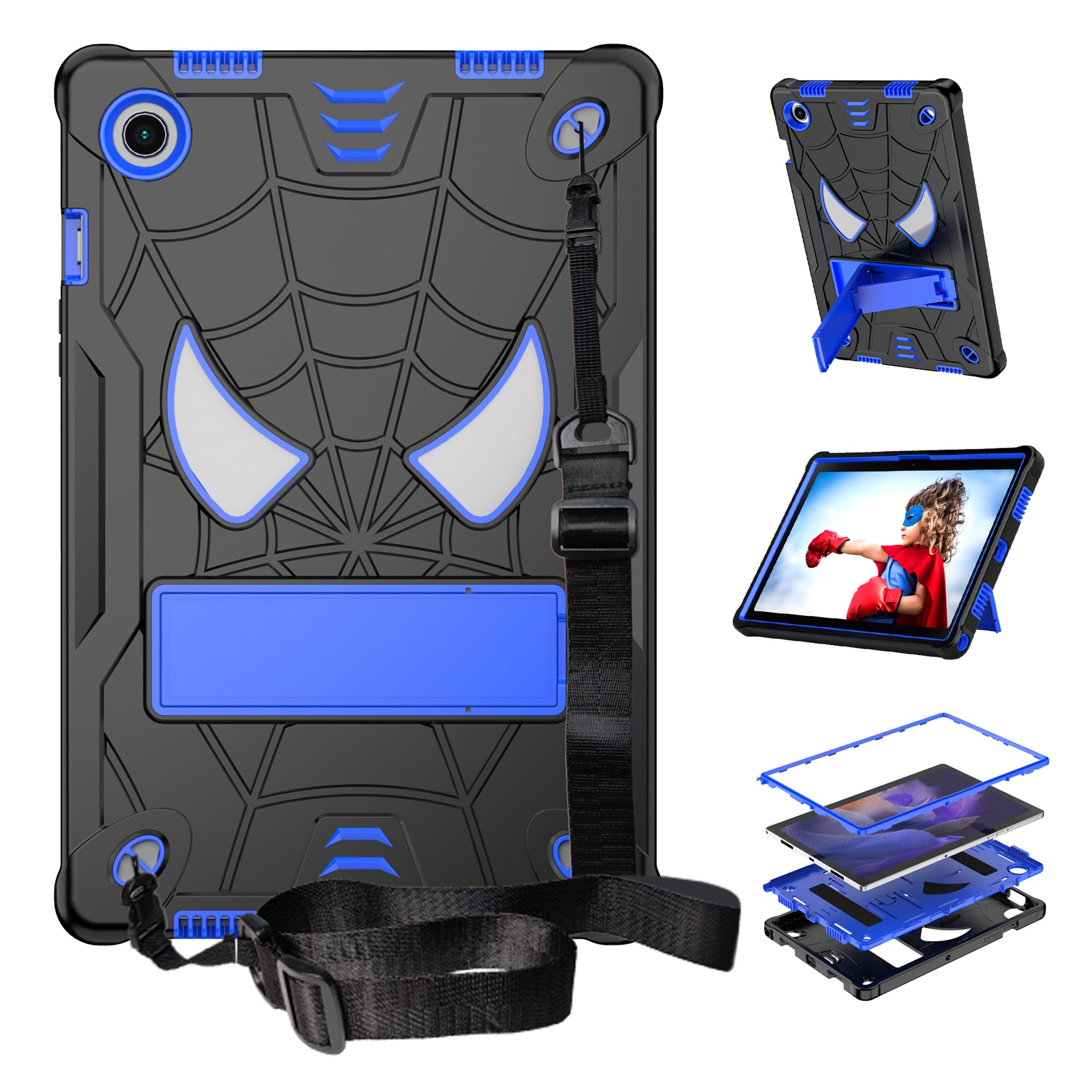 Kickstand Case for Samsung Galaxy Tab A8 10.5 (2021) x200 / Tab A8 10.5 (2022) Shockproof Tablet Cover Spider Style PC Silicone Shell Kickstand Case for Samsung Galaxy Tab A8 10.5 (2021) x200 / Tab A8 10.5 (2022) Shockproof Tablet Cover Spider Style PC Silicone Shell